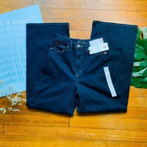 Uniqlo High Rise Wide Leg Dark Wash Jeans